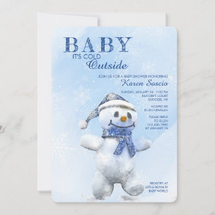 Convite para Chá de fraldas Cute Snowman