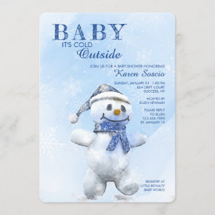Convite para Chá de fraldas Cute Snowman