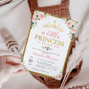 convite para chá de fraldas da menina da princesa