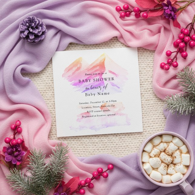 Convite para chá de fraldas da WWW (Winter wonderland colorful baby shower invitation.)