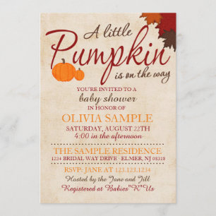 Convite para Chá de fraldas de Abóbora