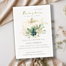 Convite para Chá de fraldas de Abóbora Azul