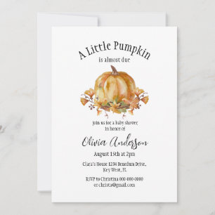 Convite para Chá de fraldas de Abóbora de Hallowee