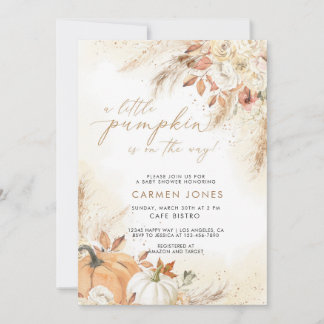 Convite para Chá de fraldas de Abóbora de outono