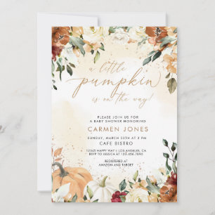 Convite para Chá de fraldas de Abóbora de outono