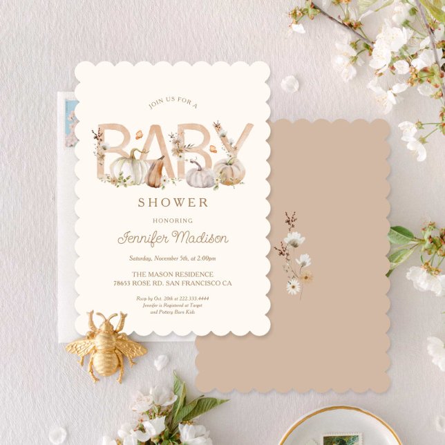 Convite para Chá de fraldas de Abóbora de Queda El (Criador carregado)