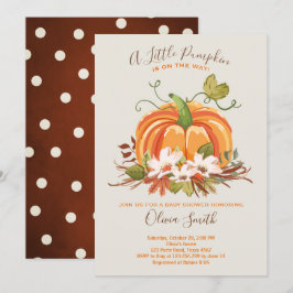 Convite para Chá de fraldas de abóbora outono Neut