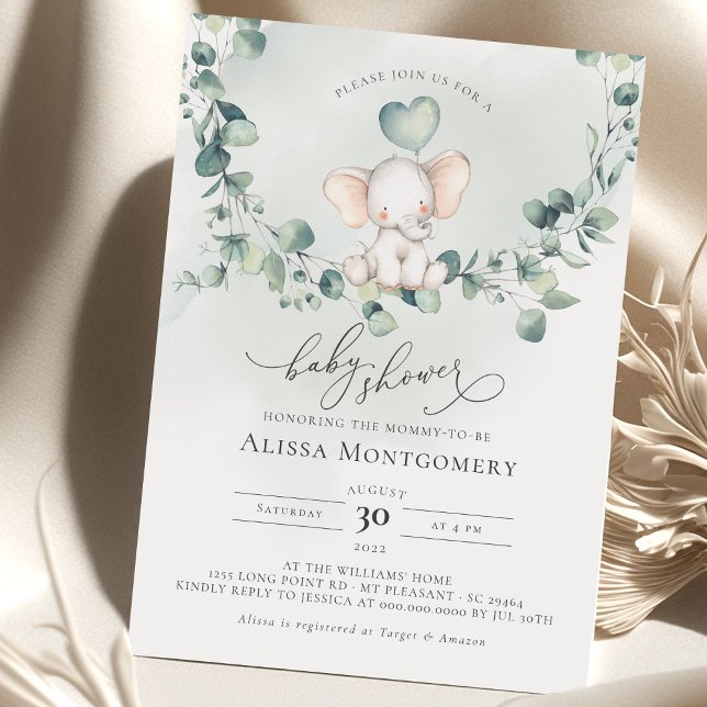 Convite para Chá de fraldas de amendoim elefante (Criador carregado)