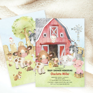 Convite para Chá de fraldas de Amigos de Barnyard