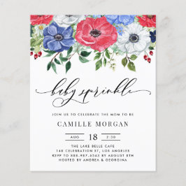 Convite para Chá de fraldas de Anêmonas Vermelho, 