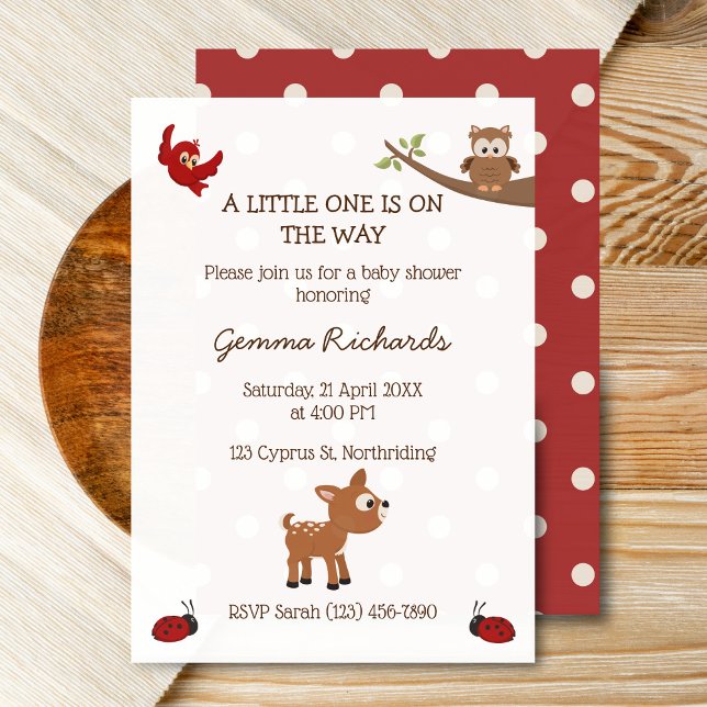 Convite para Chá de fraldas de Animais da Floresta (Woodland baby shower invitation mockup)