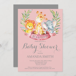 Convite Para Chá de fraldas De Animais Da Selva Sa