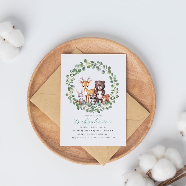 Convite para chá de fraldas de animais florestais (Criador carregado)