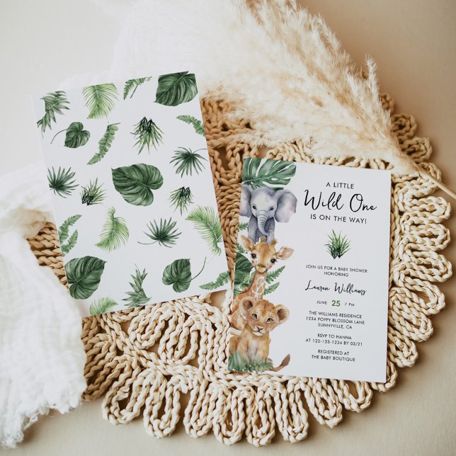 Convite para Chá de fraldas de Animais Safari Selv (Criador carregado)