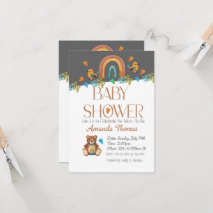 Convite para Chá de fraldas de Aquarela BOHO
