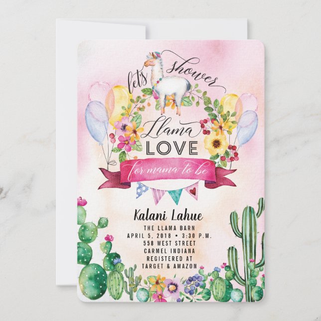 Convite para Chá de fraldas de Aquarela do Partido (Frente)