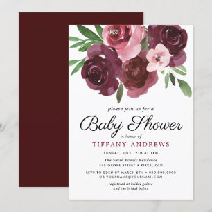 Convite para Chá de fraldas de Aquarela Floral Bur