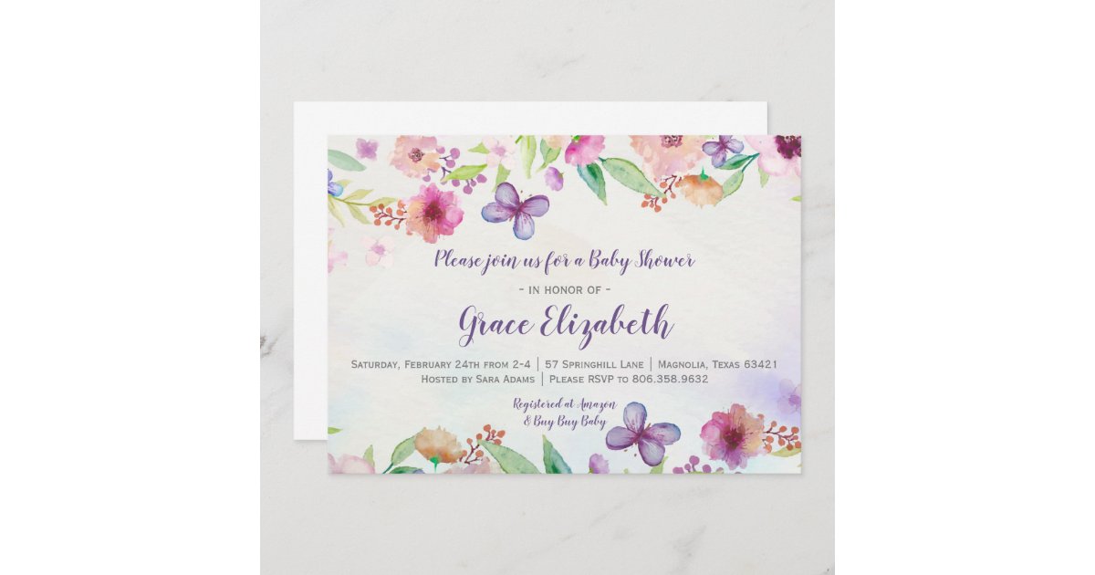 Convite Para Cha De Fraldas De Aquarela Floral De Zazzle Com Br