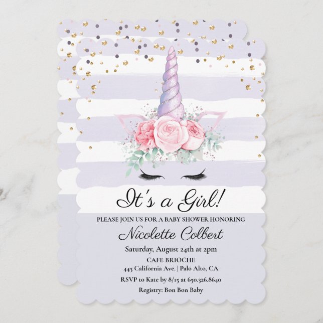 Convite para Chá de fraldas de Aquarela Floral Uni (Frente/Verso)