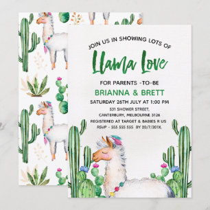 Convite para Chá de fraldas de Aquarela Llama