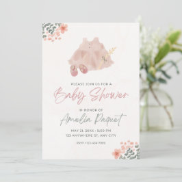 Convite para Chá de fraldas de Aquarela Rosa