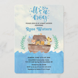 Convite para Chá de fraldas de Arca de Noah