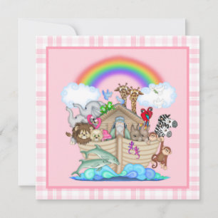 Convite para Chá de fraldas de Arca Rosa Noah