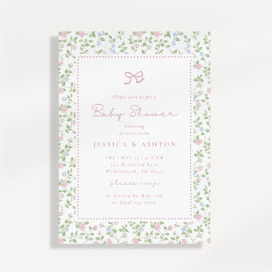 Convite para Chá de fraldas de Arco Floral Cottage