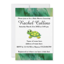 Convite para Chá de fraldas de Baby Tortoise