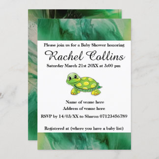 Convite para Chá de fraldas de Baby Tortoise