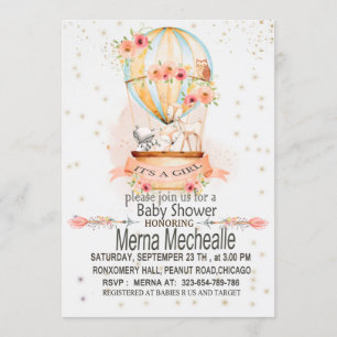 convite para chá de fraldas de balão de ar quente