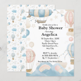Convite para Chá de fraldas de Balão de Ar Quente 