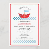 Convite para Chá de fraldas de Barcos de Papel