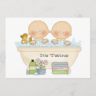Convite para Chá de fraldas de Bath de Bubble Twin