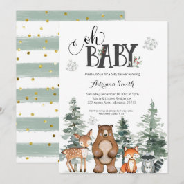 Convite para chá de fraldas de bebê de inverno