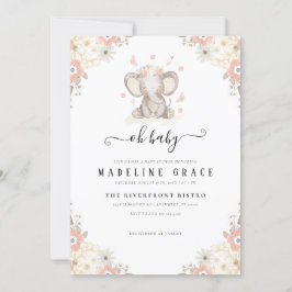 Convite para Chá de fraldas de bebê elefante