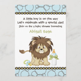 Convite para Chá de fraldas de Bebês Lion Boys