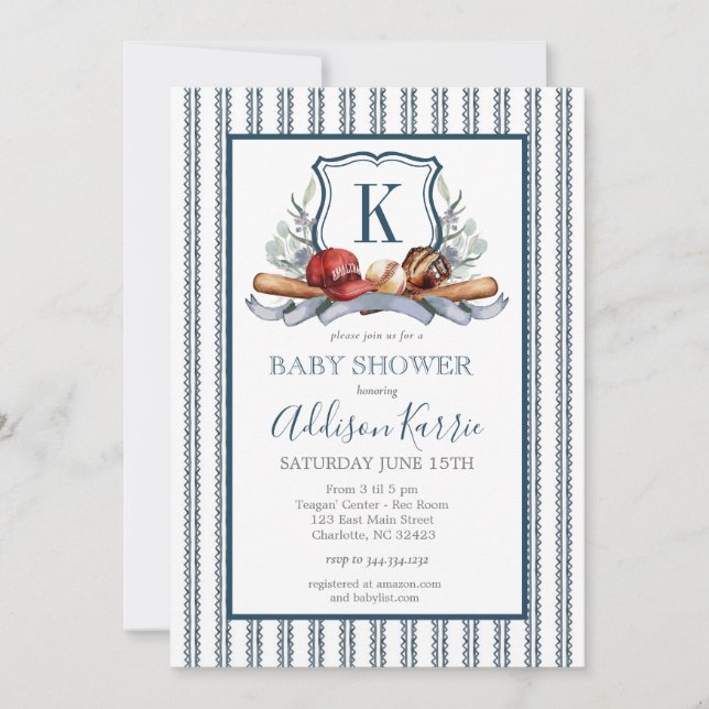 Convite para Chá de fraldas de beisebol (Frente)