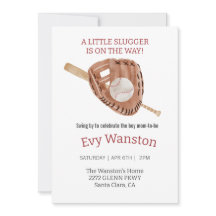 Convite para chá de fraldas de beisebol