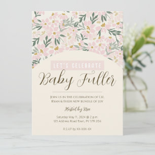 Convite para Chá de fraldas de Boho Floral Rosa bo