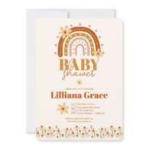 Convite para Chá de fraldas de Boho Retroativo