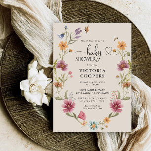 Convite para Chá de fraldas de Boho Wildflower
