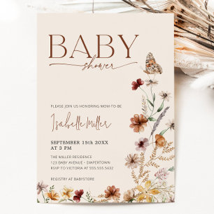 Convite para Chá de fraldas de Boho Wildflower