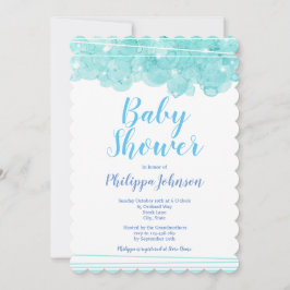 Convite para Chá de fraldas de bolhas de cor azul