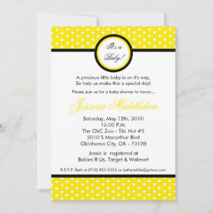 Convite para Chá de fraldas de Bolinhas Amarelo 5