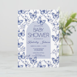 Convite para Chá de fraldas de Borboleta Blue Chin