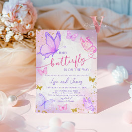 Convite para Chá de fraldas de Borboleta Dourada R