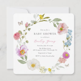 Convite para Chá de fraldas de Borboleta Floral El