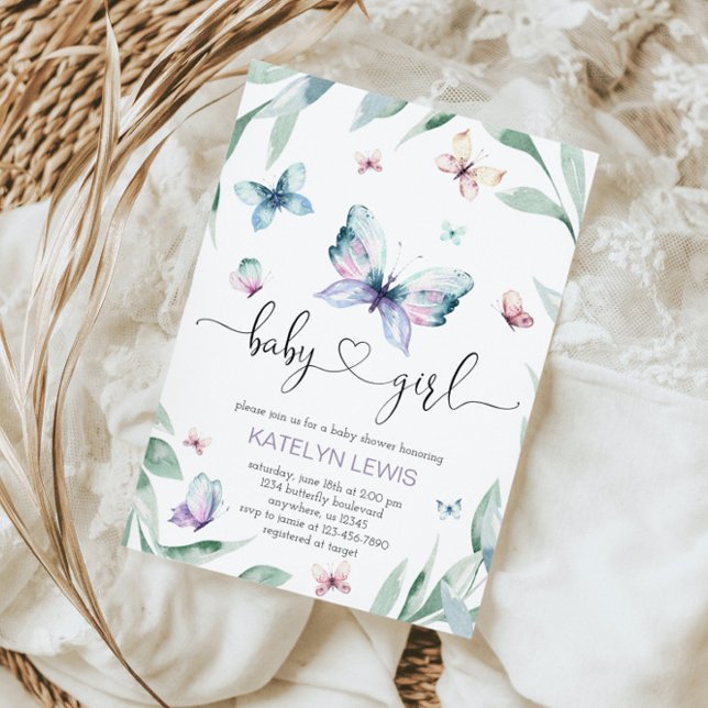 Convite para Chá de fraldas de borboleta para uma  (Criador carregado)