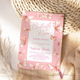 Convite para Chá de fraldas de Borboleta Rosa Past